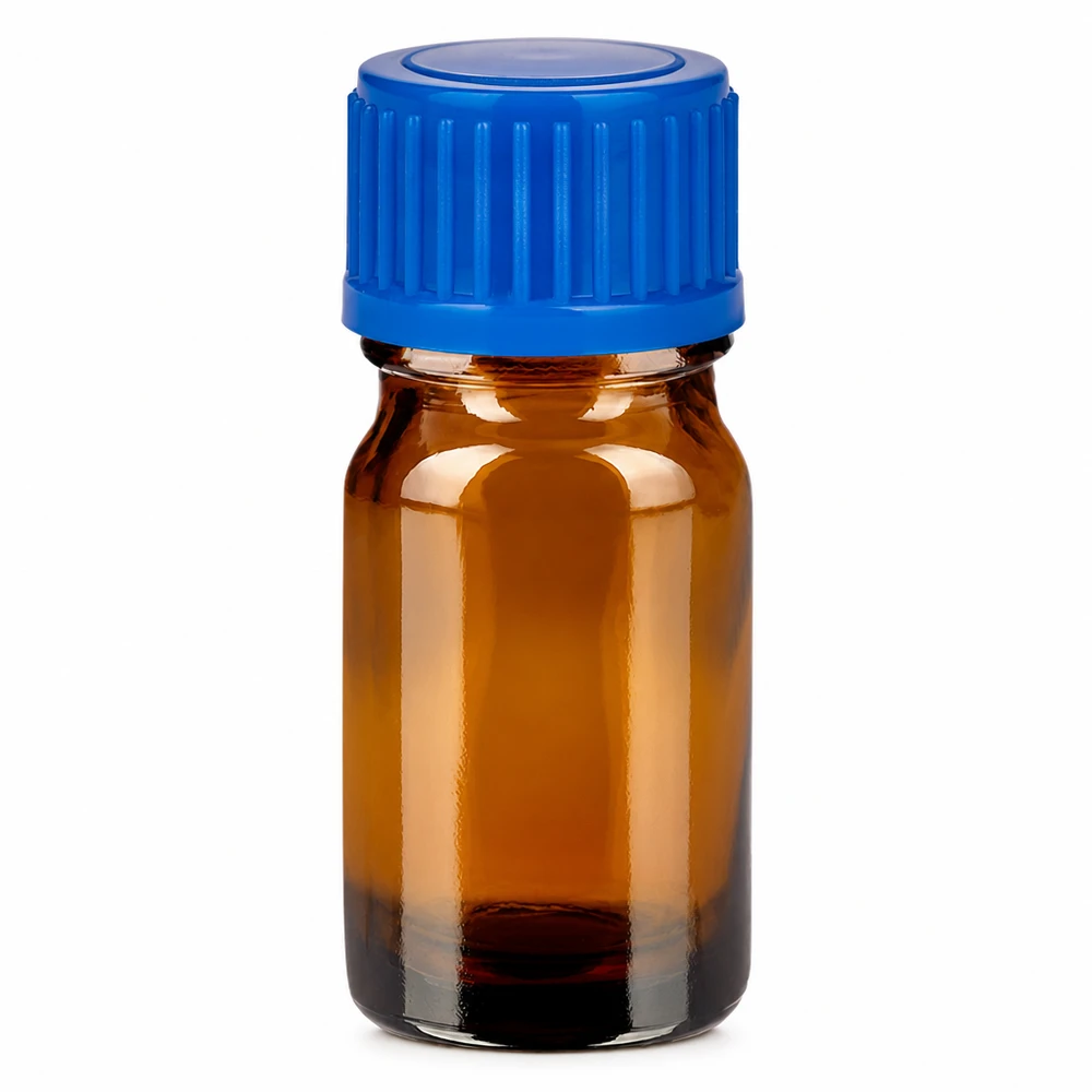 5ml flaske 11mm SV blå STD BrownLine UT18/5 5 ml ravfarvet glasflaske med blåt skruelåg til æteriske olier og medicin