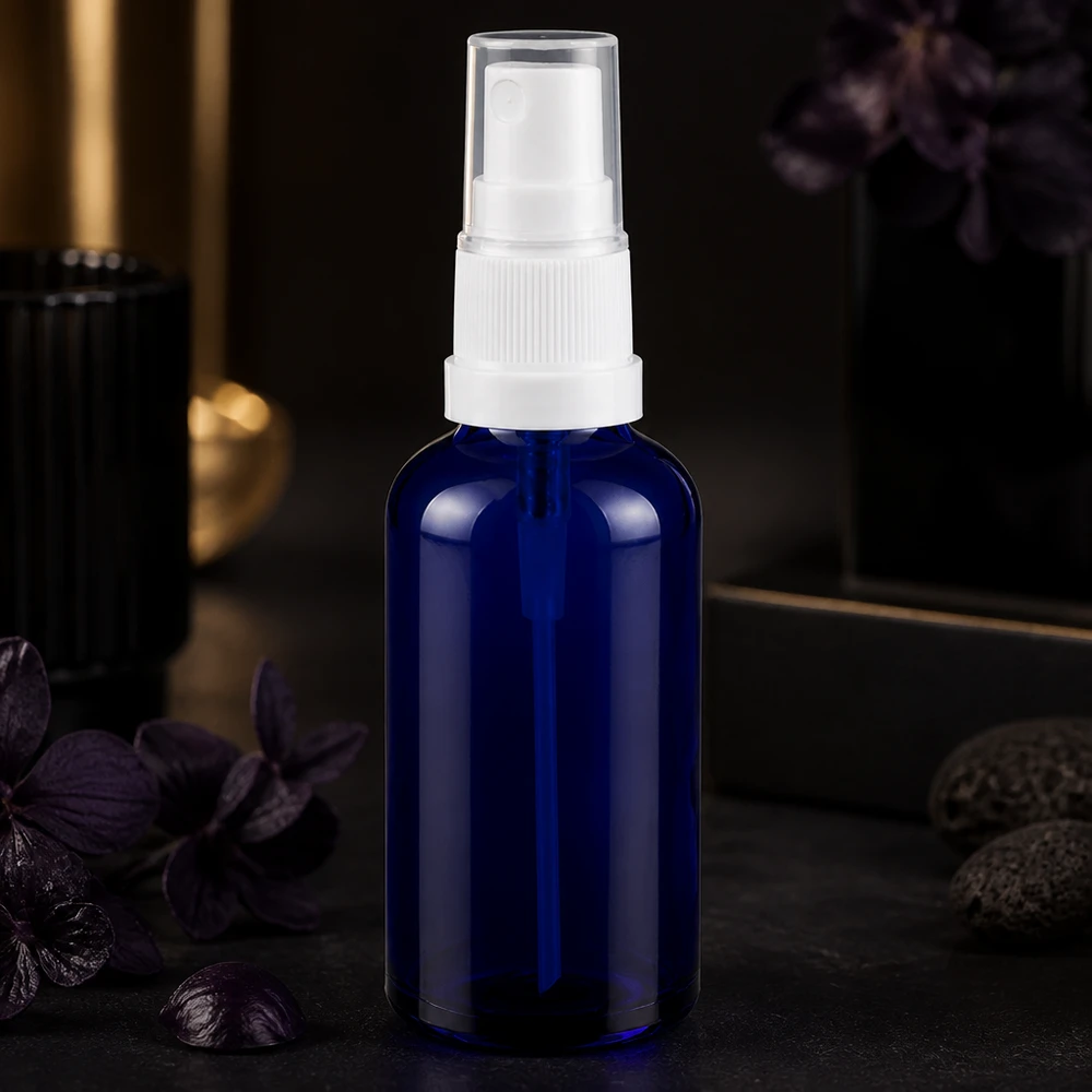 50 ml sprayflaske hvid/tr. STD BlueLine UT18/50 50 ml glassprayflaske i høj kvalitet med ergonomisk design til professionelle kosmetiske anvendelser