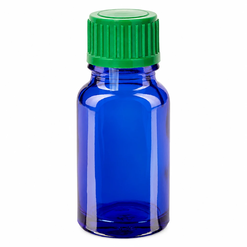 10 ml Dropperflaske 0,8 mm grøn STD BlueLine UT18/10 10 ml dråbeflaske blå med grøn hætte til præcis dosering