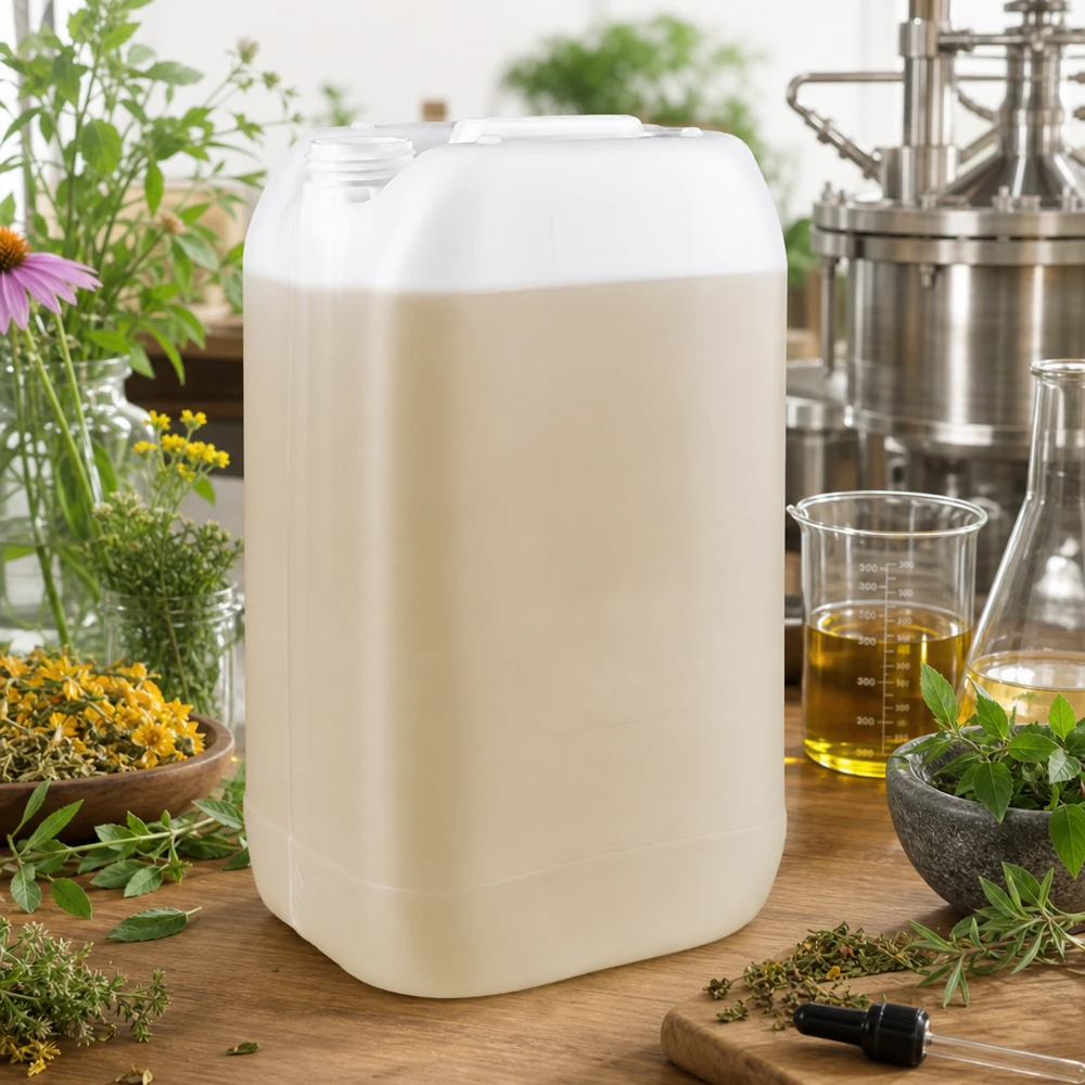 Robust 15-liters dunk uden låg, omgivet af urter og æteriske olier i naturkosmetik