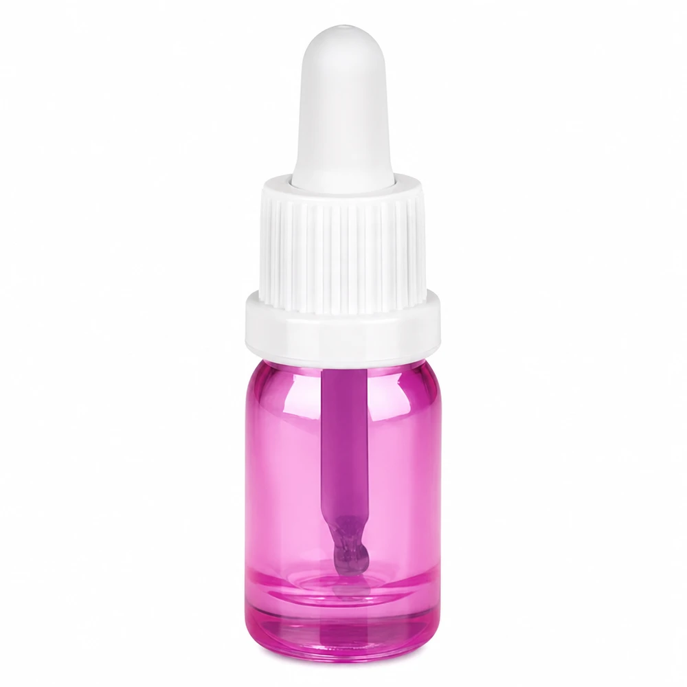 5 ml pipetteflaske hvid originalitet skruelåg PurpleLine UT18/5 5 ml pipetteflaske hvid med violet glas og dråbepipette til præcis dosering