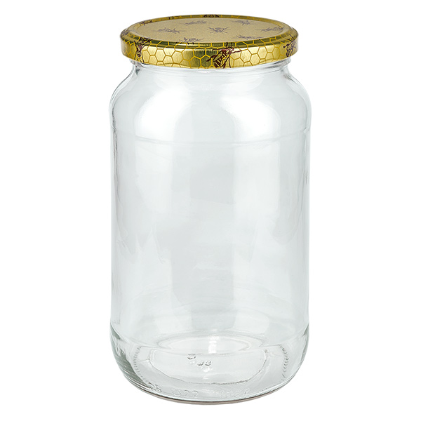 1062 ml rund krukke + BasicSeal-låg honeycomb UNiTWIST