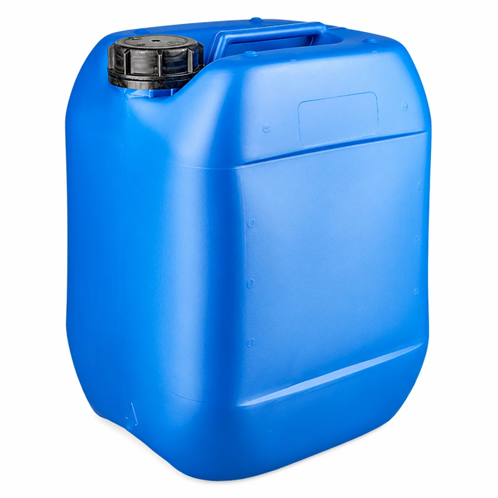 Blå plastdunk på 10 liter med sort skruelåg (OV) til sikker opbevaring