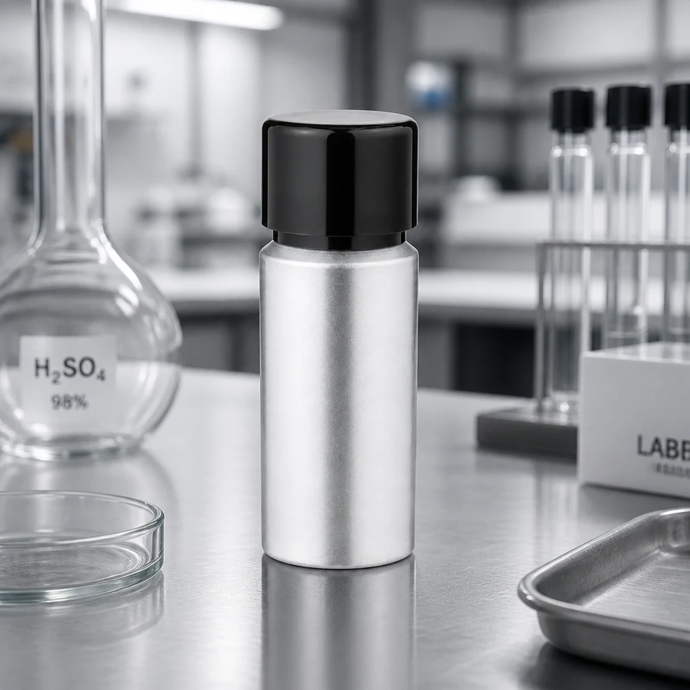 20 ml farvet aluminiumsflaske med skruelåg 20 ml aluminiumsflaske af høj kvalitet med sort hætte til laboratoriebrug og kemiske stoffer