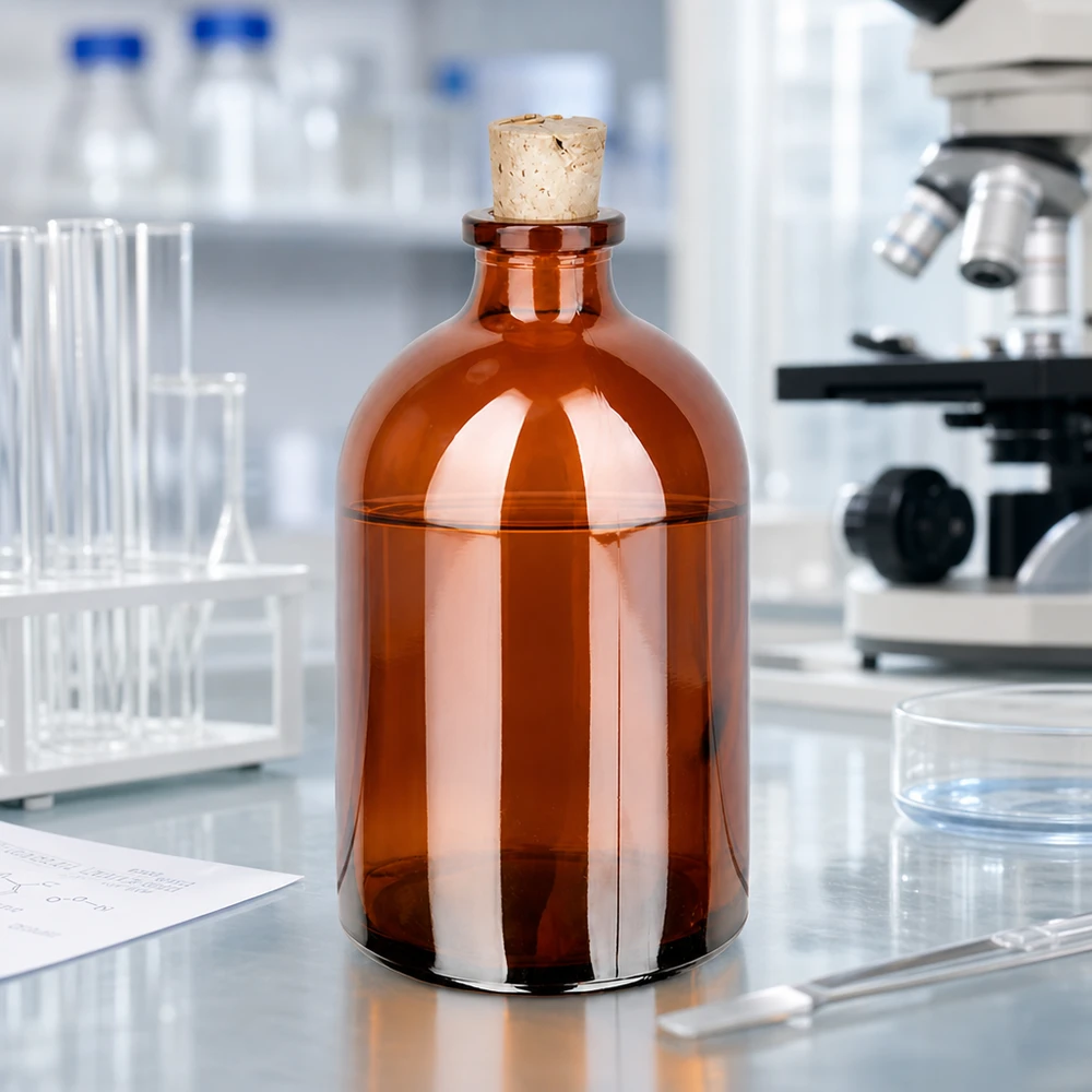 Flaske ravfarvet glas 100ml med kork 11/14mm Braunglas-Aufbewahrungsflasche 100ml Korken 11/14mm säurebeständig für Labor und Apotheke