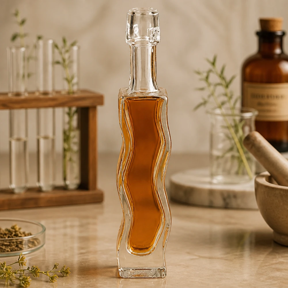 40 ml glasflaske Fila uden hængelåg UNiTWIST® 40 ml glasflaske Anna fyldt med gylden honning apotekerstil urtedekoration naturlig køkkenhomøopati atmosfære