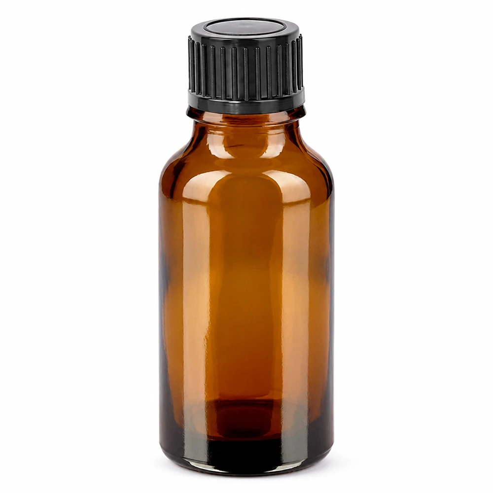 20 ml flaske 11 mm SV sort STD BrownLine UT18/20 20 ml brun glasflaske med sort skruelåg til æteriske olier og kosmetik