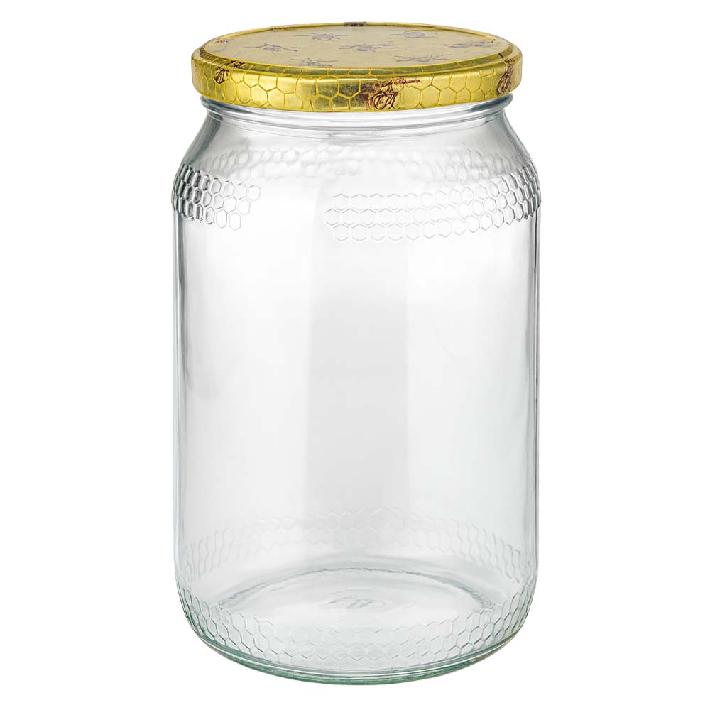 1260 g honningglas med låg med honningkagemønster BasicSeal UNiTWIST