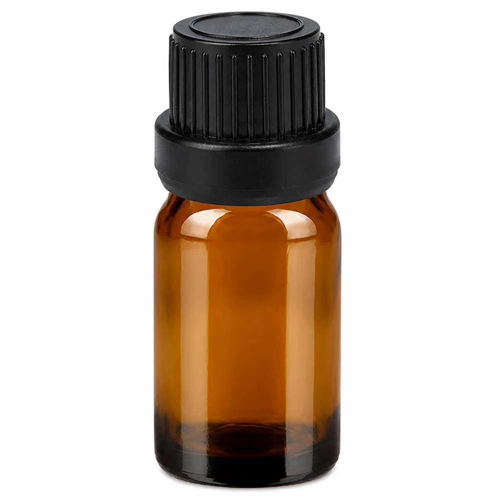 5ml Dropperflaske 2mm sort OV BrownLine UT18/5 5 ml dråbeflaske brun med sort hætte til æteriske olier og essenser