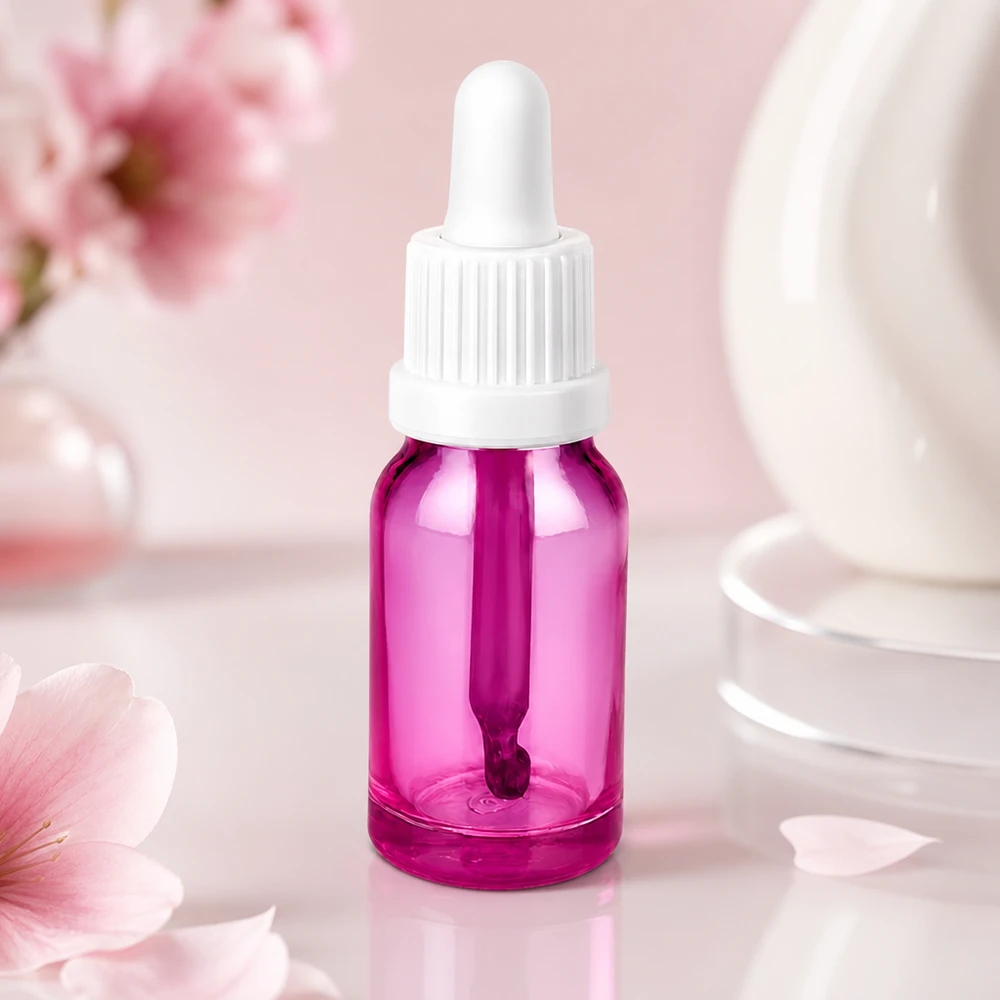 10 ml pipetteflaske hvid Originality skruelåg PurpleLine UT18/10 Elegant pipetteflaske 10 ml i lilla med hvid dråbetæller til æteriske olier