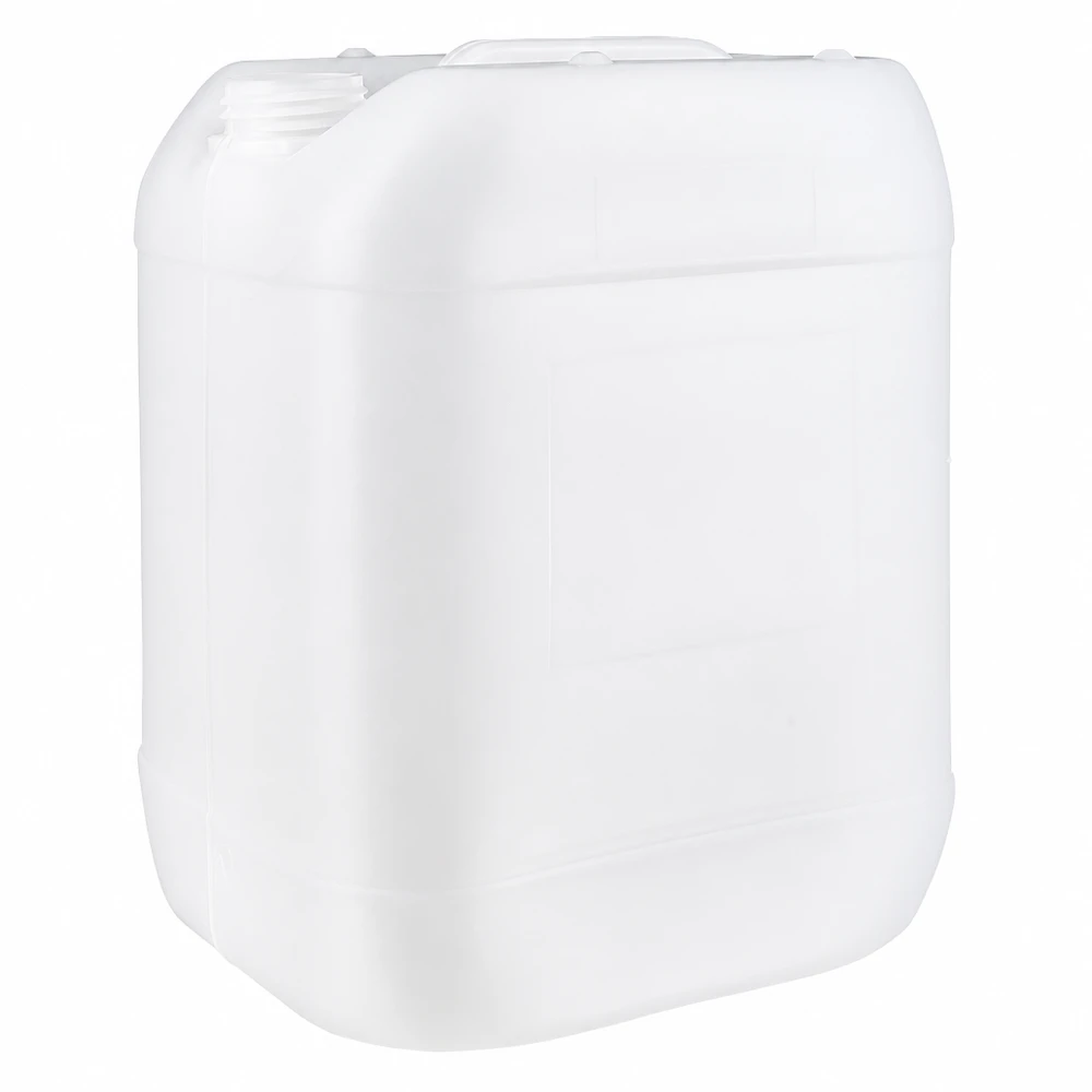 Beholder 20 liter uden låg Hvid plastdunk på 20 liter uden låg, fremstillet af HDPE, til sikker opbevaring af væsker