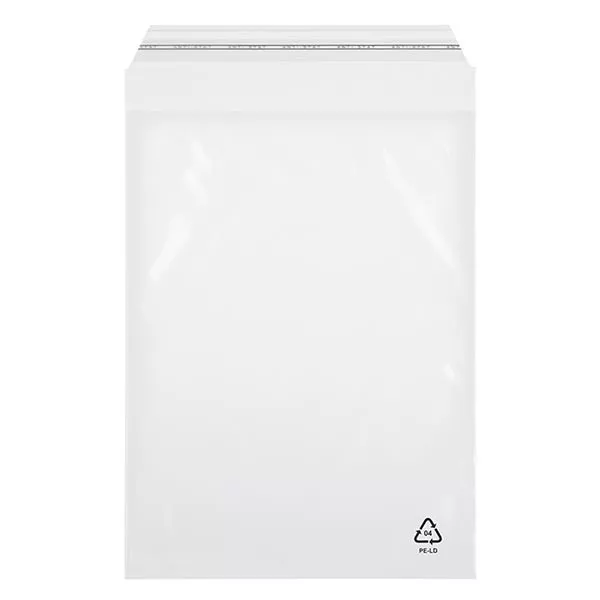 Pose med selvklæbende flap (pakke med 100) 120x230mm. Fremstillet af klar PE. Fødevaresikker. Med selvklæbende flap. 60 µm tyk.