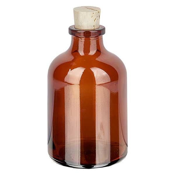 Flaske ravfarvet glas 50ml med kork 11/14mm Flaske ravfarvet glas 50ml med kork 11/14mm