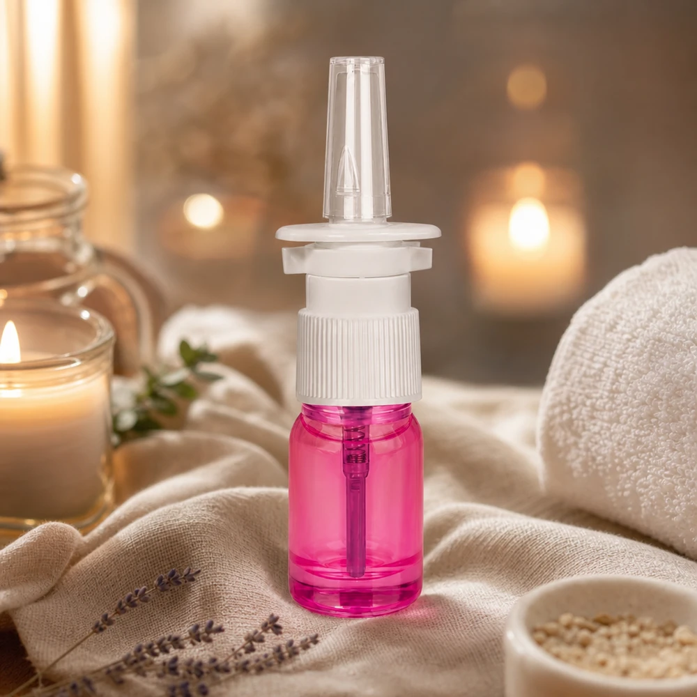 5 ml næsesprayflaske hvid/transparent standard PurpleLine UT18/5 Praktisk 5 ml sprayflaske med UT18/5-gevind til medicinsk og kosmetisk næsespray