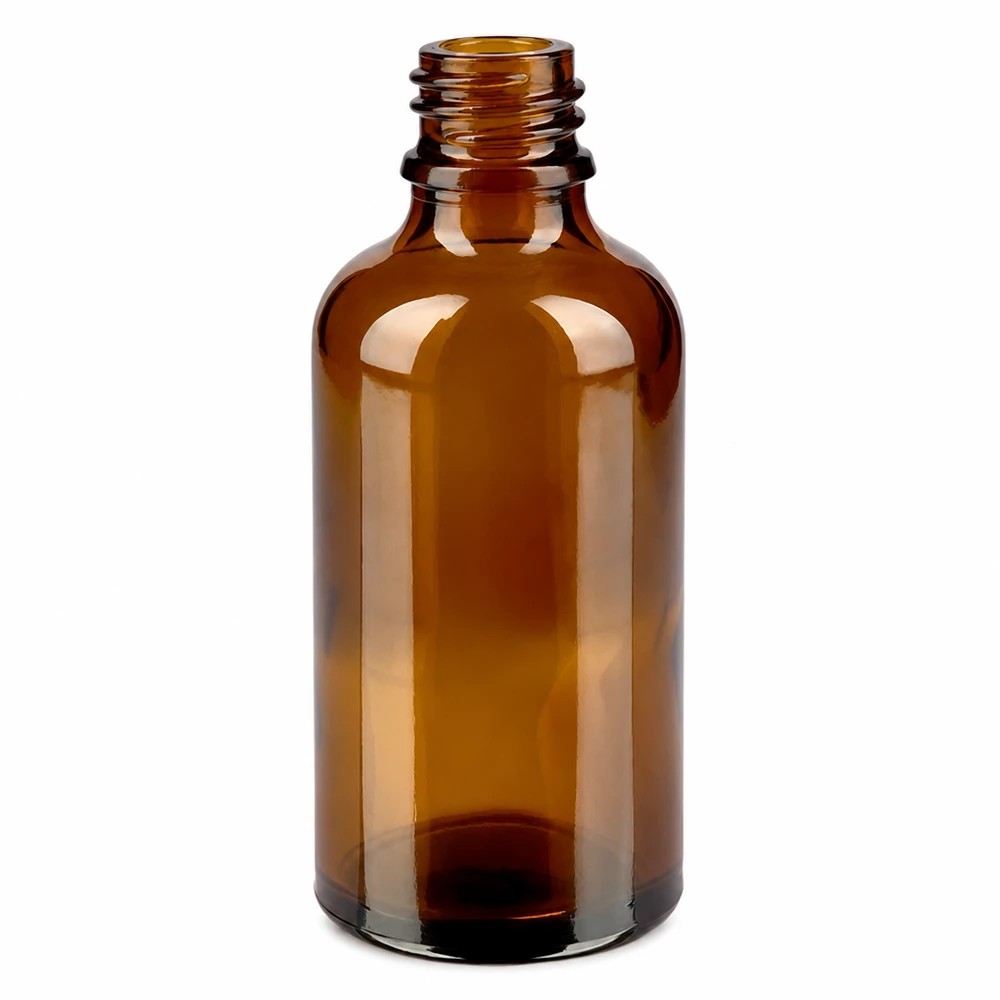 Dropperflaske 50 ml DIN 18 lavet af ravfarvet glas 50 ml apotekerflaske i brunt glas med tråd til æteriske olier og medicin