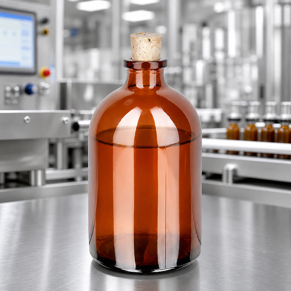 Flaske ravfarvet glas 100ml med kork 11/14mm Braunglas-Vorratsflasche 100ml mit Naturkorken für lichtempfindliche Flüssigkeiten und Öle