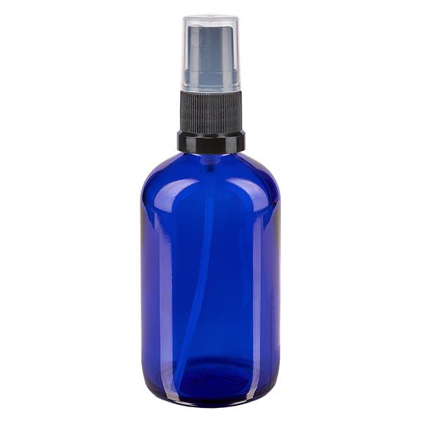 Apotekerflaske blå 100 ml spraytilbehør sort Apotekerflaske blå 100 ml spraytilbehør sort