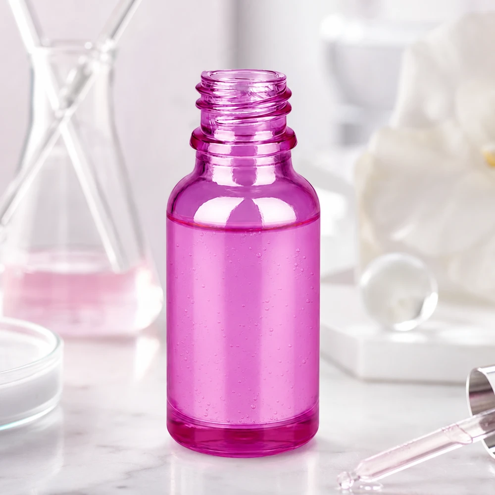 Lille 20 ml PurpleLine-glasflaske i elegant lilla med praktisk UNiTWIST-lukkesystem