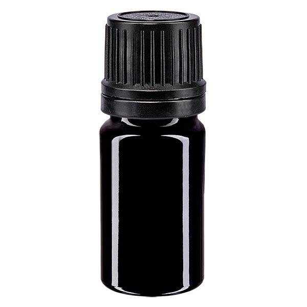 Apoteksflaske viol. 5ml skruelåg sort hælde r. OV Apoteksflaske viol. 5ml skruelåg sort hælde r. OV