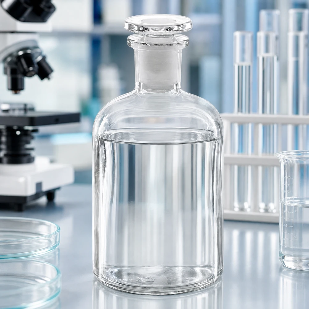 Rund skulderflaske 250 ml klar glasprop med smal hals Gennemsigtig laboratorieflaske, 250 ml, med smal hals og slebet glasprop til kemiske reagenser
