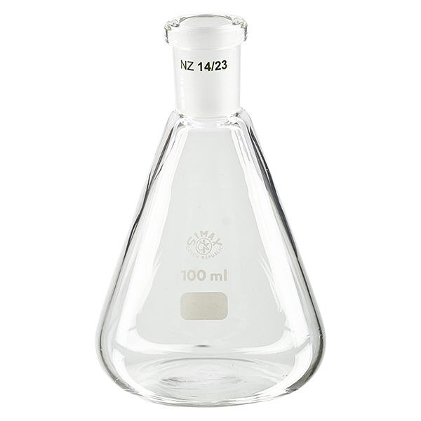 Erlenmeyer-kolbe 100 ml med standard slebet led (14/23)
