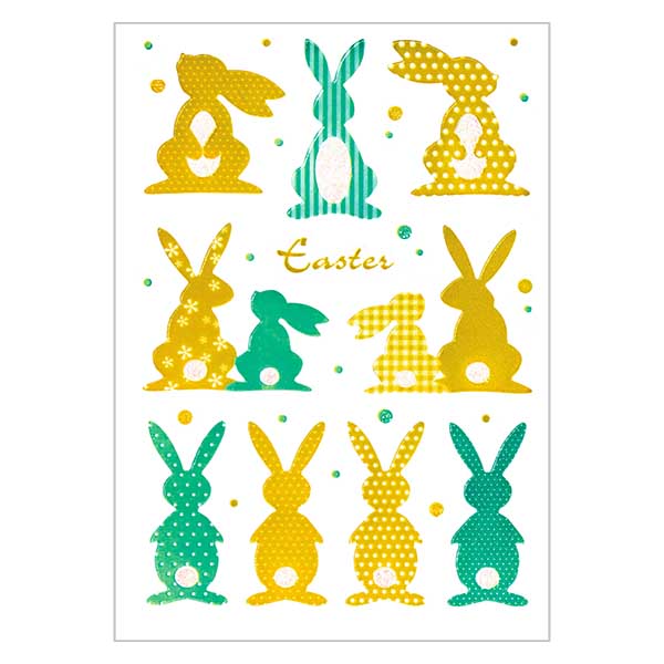 Klistermærker "Gold Bunny" (10 klistermærker med glitter) | 1 ark = 10 klistermærker. Klistermærker "Gold Bunny" (10 klistermærker med glitter) | 1 ark = 10 klistermærker.