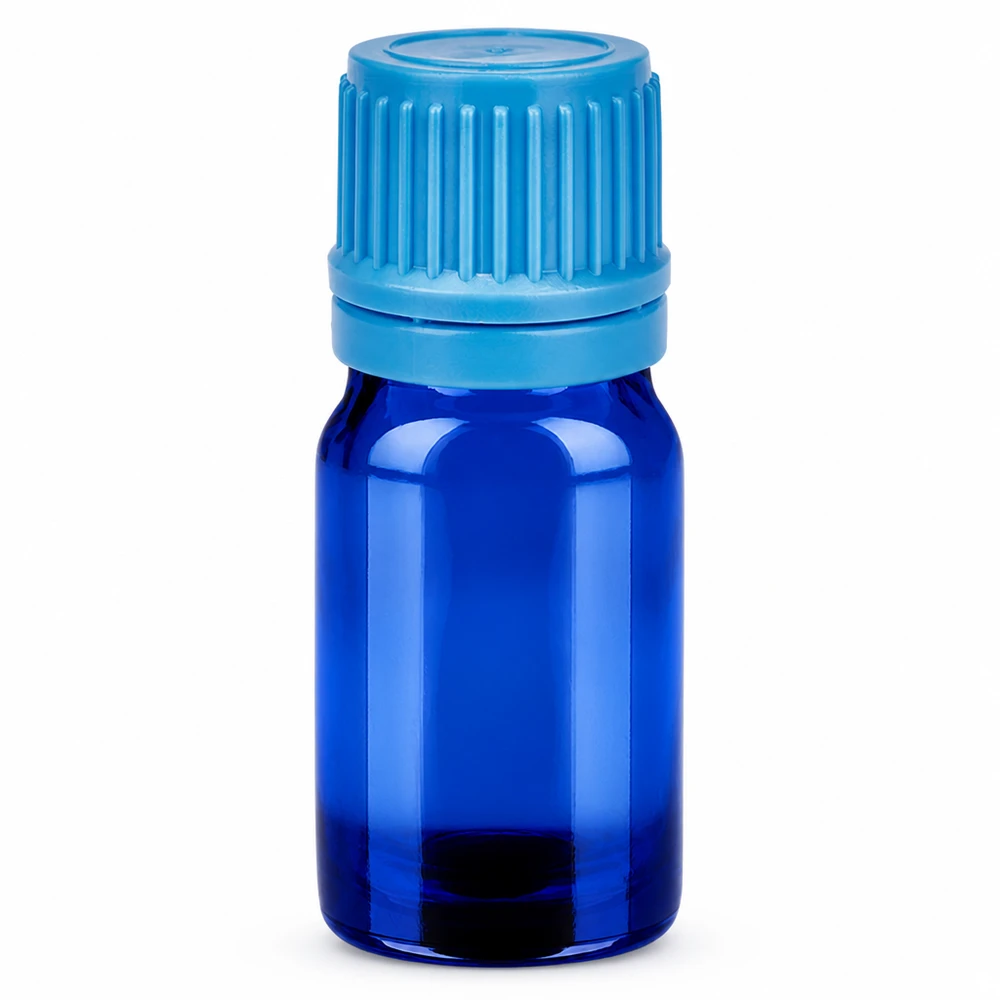 5 ml flaske 11 mm SV blå OV BlueLine UT18/5 5 ml blå glasflaske med skruelåg til æteriske olier og kosmetik