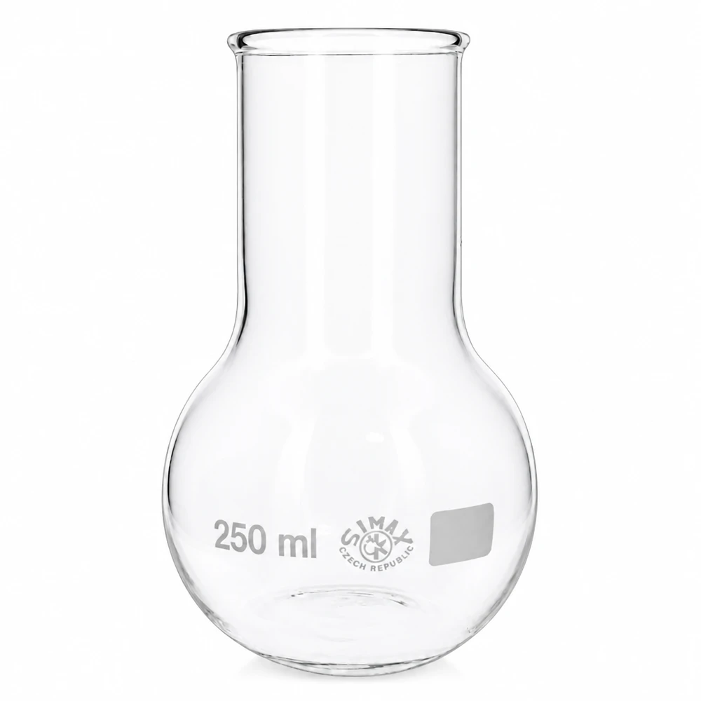 Lommelærke 250 ml med bred hals 250 ml rundbundet kolbe med bred åbning lavet af borosilikatglas af høj kvalitet til præcise laboratorieopgaver