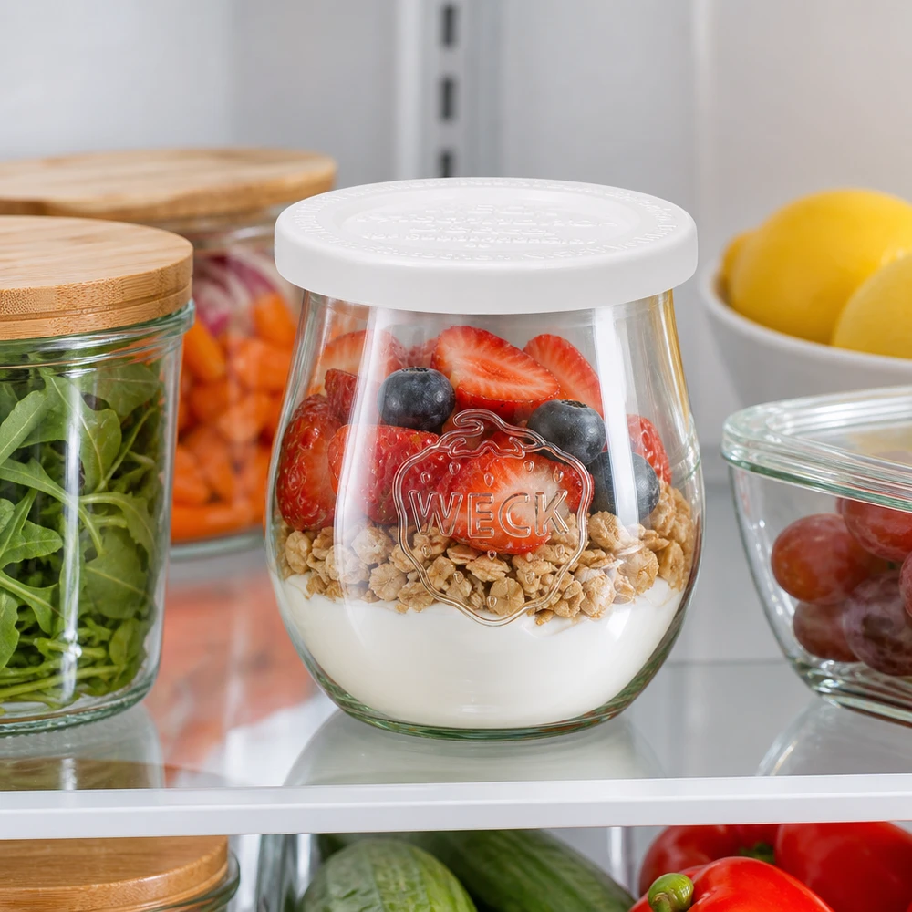 220 ml tulpanglas med friskhedslåg WECK RR60 WECK Tulipankrukke 220ml RR60 Køleskabsopbevaring - Morgenmads-müsli-bær Opbevaringsglas Køkkenorganisation