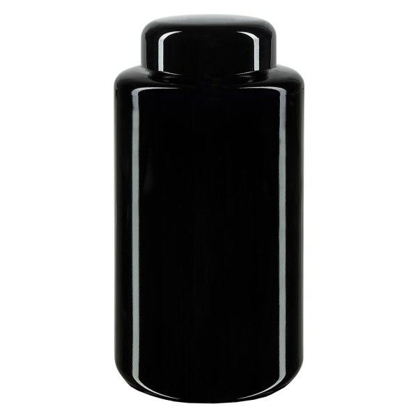 Krukke med bred munding i violet glas 300 ml, med sort låg