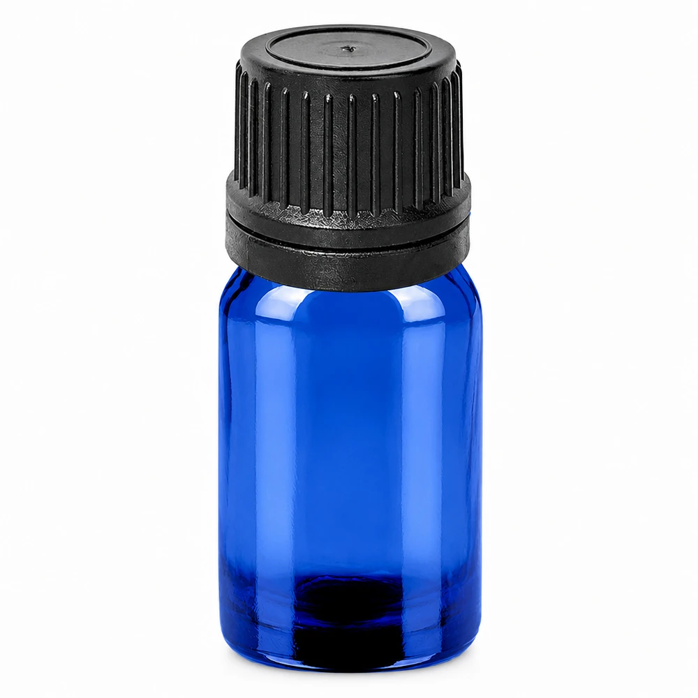 5ml Dropperflaske 1mm sort OV BlueLine UT18/5 5 ml dråbeflaske blå med sort hætte til præcis dosering af væsker