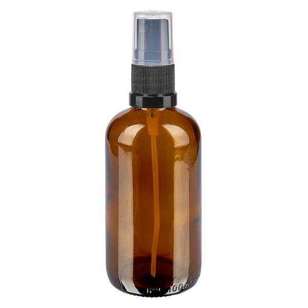 Apotekerflaske brun 100 ml spraytilbehør sort