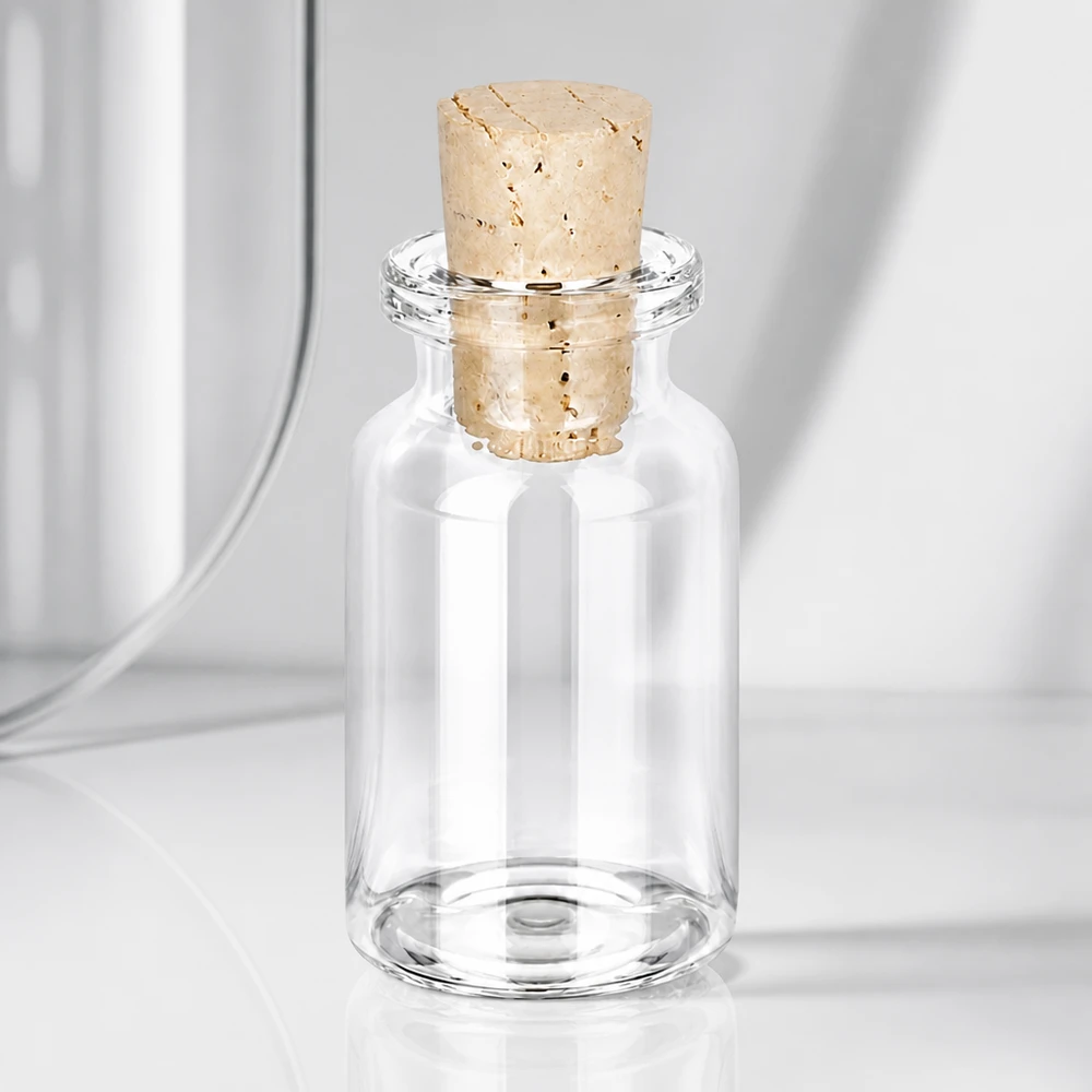 Klar glasflaske 10ml med kork 11/14mm Wiederverschließbare Klarglas-Flasche 10ml mit fest sitzendem Korken 11/14mm für Flüssigkeiten