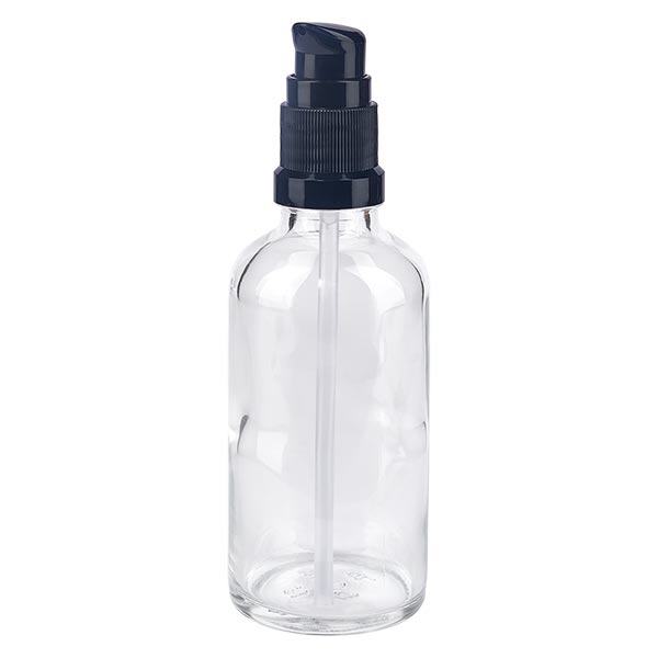 Apoteksflaske klar 50ml pumpehætte sort St Apoteksflaske klar 50ml pumpehætte sort St