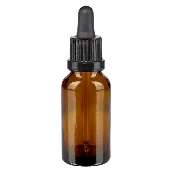Apoteksflaske brun 20 ml pipette sort OV