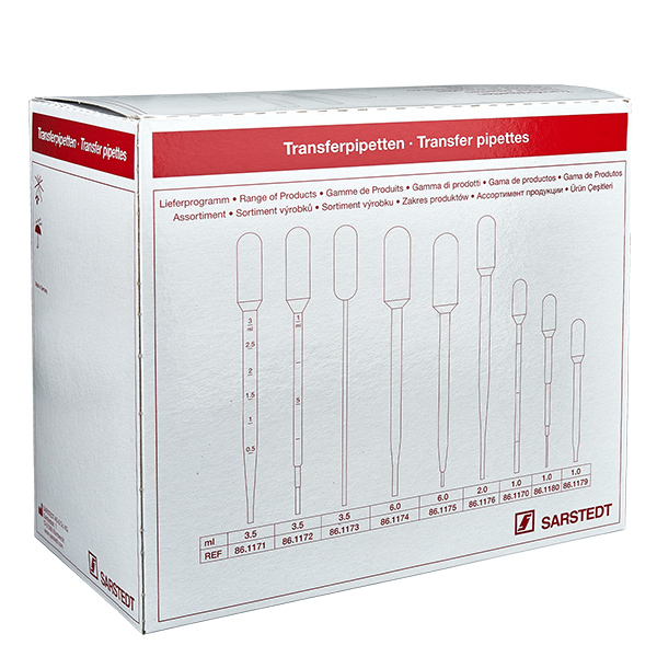 Transferpipette, nominel volumen: 6 ml, (LxB): 152 x 15 mm, materiale: LD-PE, transparent, dråbestørrelse: 40 µl - 55 µl, 400 stk./karton Transferpipette, nominel volumen: 6 ml, (LxB): 152 x 15 mm, materiale: LD-PE, transparent, dråbestørrelse: 40 µl - 55 µl, 400 stk./karton