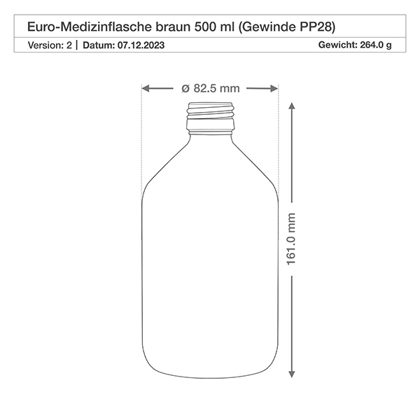 500 ml medicinflaske, brun, med ApoGlas-hætte i guldaluminium. Farmaceutisk kvalitet fra EU-produktion. 28 mm (PP28) gevind. (sirup, lys glasflaske) 500 ml medicinflaske, brun, med ApoGlas-hætte i guldaluminium. Farmaceutisk kvalitet fra EU-produktion. 28 mm (PP28) gevind. (sirup, lys glasflaske)
