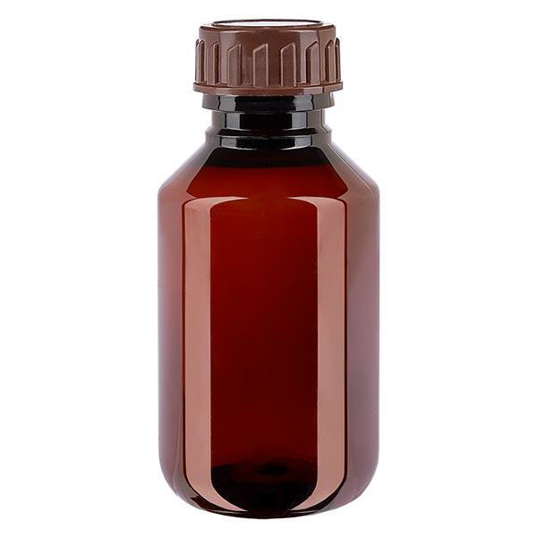 PET-flaske 100 ml med brun hætte Standard PET-flaske 100 ml med brun hætte Standard