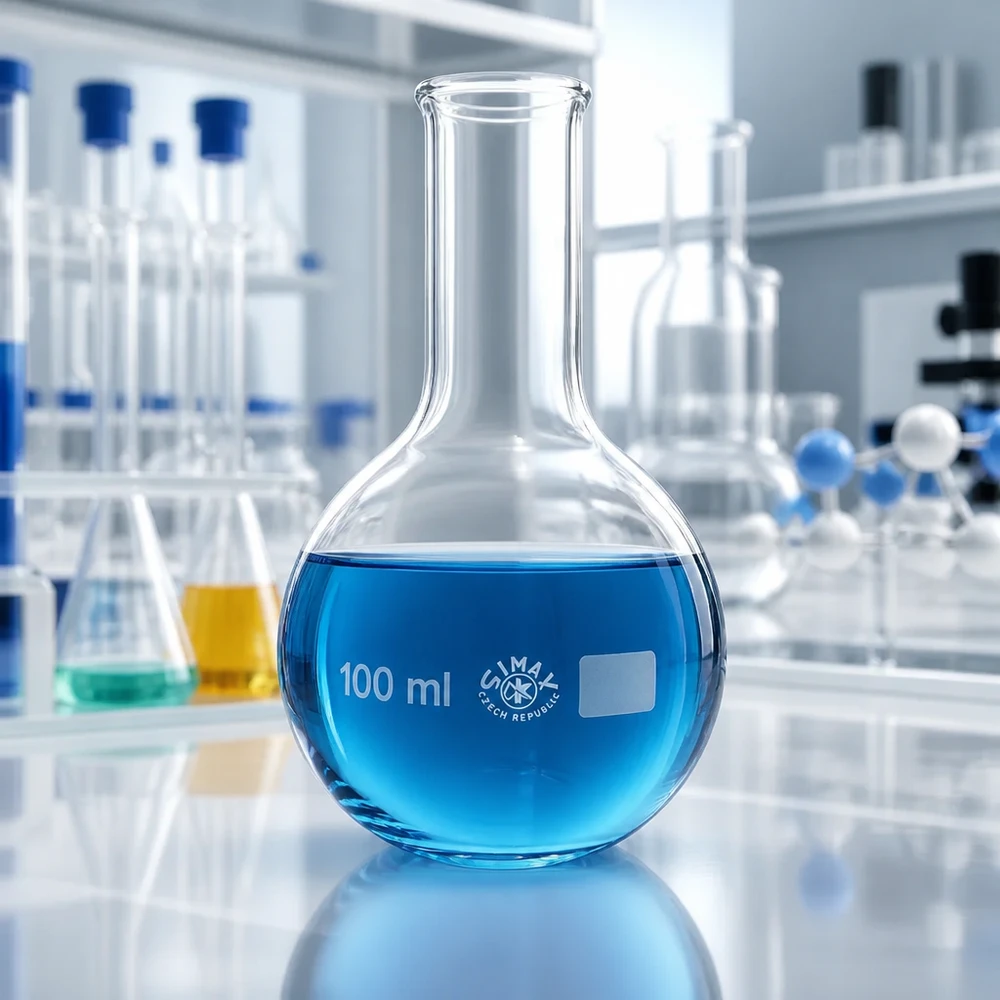 Stående kolbe 100 ml med smal hals Laboratoriekolbe 100 ml med lang hals til kemiske analyser og destillationsprocedurer