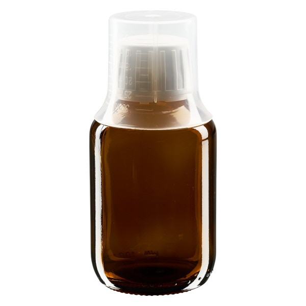 100 ml medicinflaske brun, hætte OV med doseringsbæger 30 ml ApoGlas. Farmaceutisk kvalitet fra EU-produktion. 28 mm (PP28) gevind. (sirup, let glasflaske) 100 ml medicinflaske brun, hætte OV med doseringsbæger 30 ml ApoGlas. Farmaceutisk kvalitet fra EU-produktion. 28 mm (PP28) gevind. (sirup, let glasflaske)