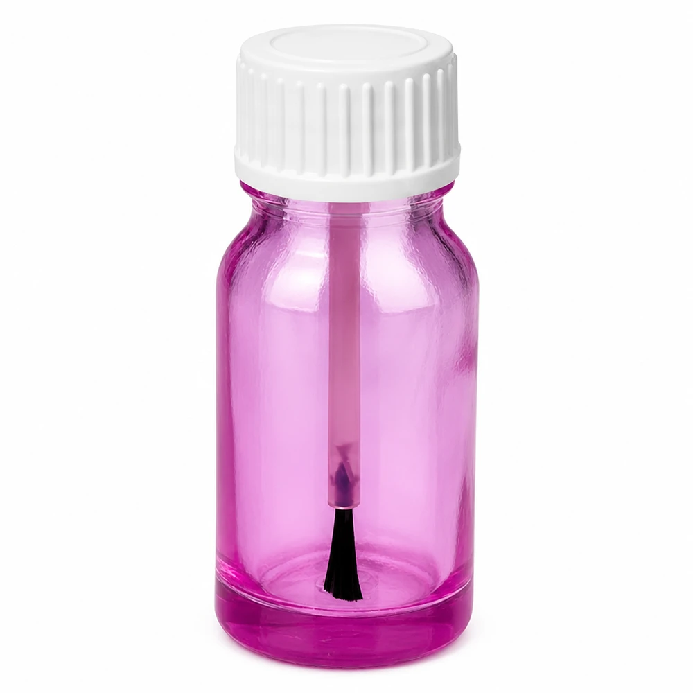 10 ml børsteflaske hvid standard PurpleLine UT18/10 10 ml børsteflaske i lilla glas med hvid hætte STD PurpleLine UT18/10