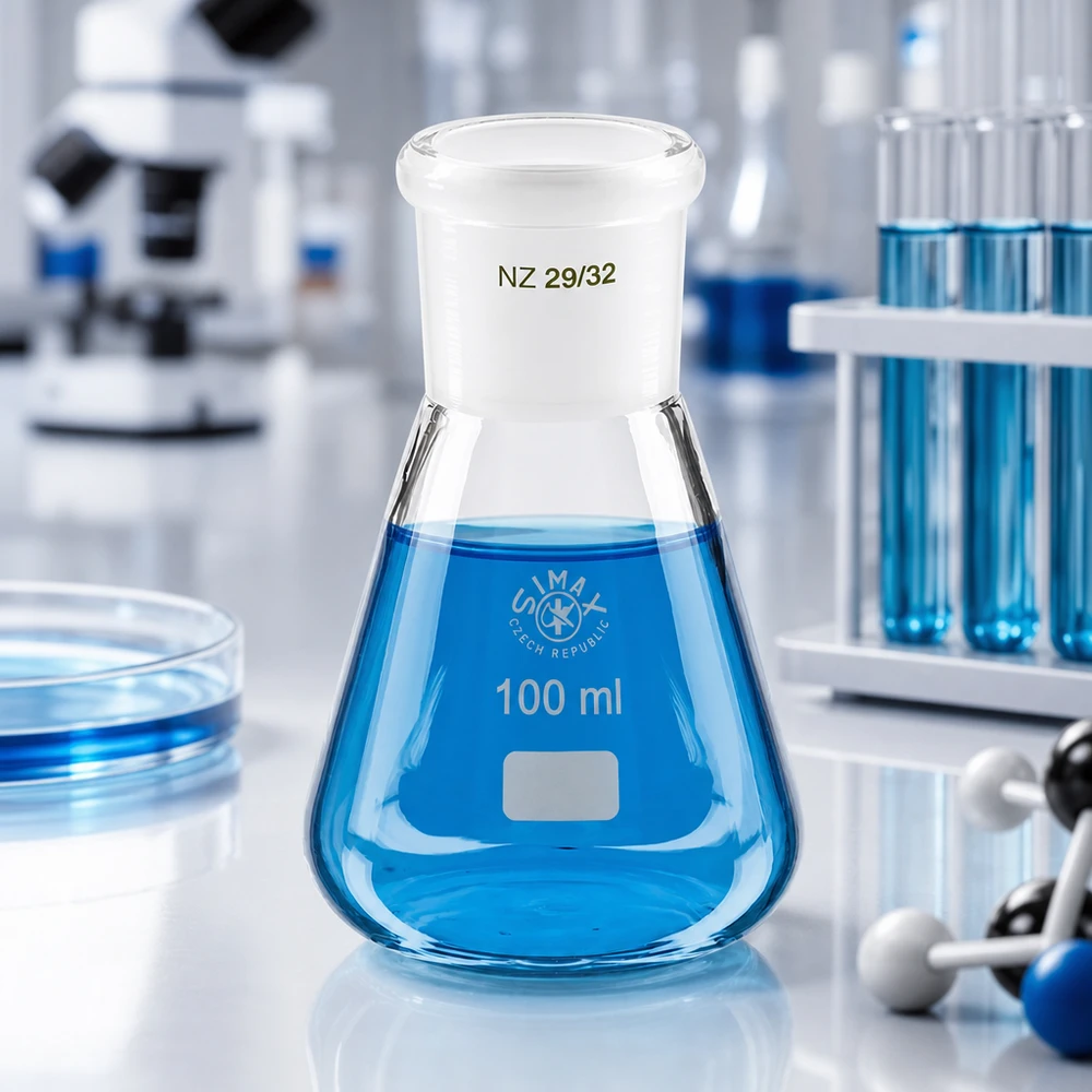 Erlenmeyer-kolbe 100 ml med standard slebet led (29/32) Erlenmeyer-kolbe 100 ml med standard slebet led (29/32)