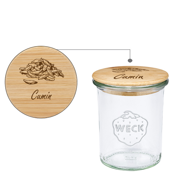 Kappe i træ "Cumin" med glas WECK 160ml Kappe i træ "Cumin" med glas WECK 160ml