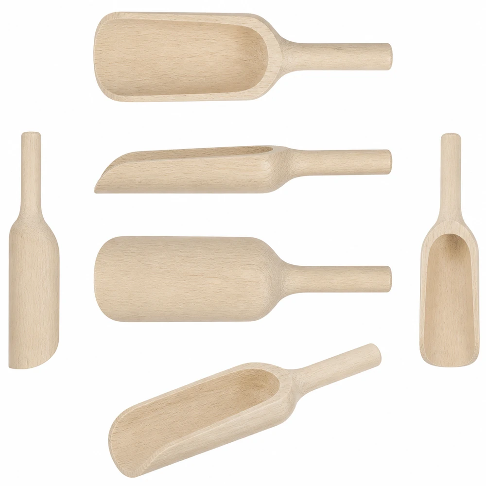 Træspade størrelse L flad form 18 cm lang Holzschaufeln Set verschiedene Größen und Formen aus natürlichem Holz - Küchenhelfer für Gewürze Mehl und Backen