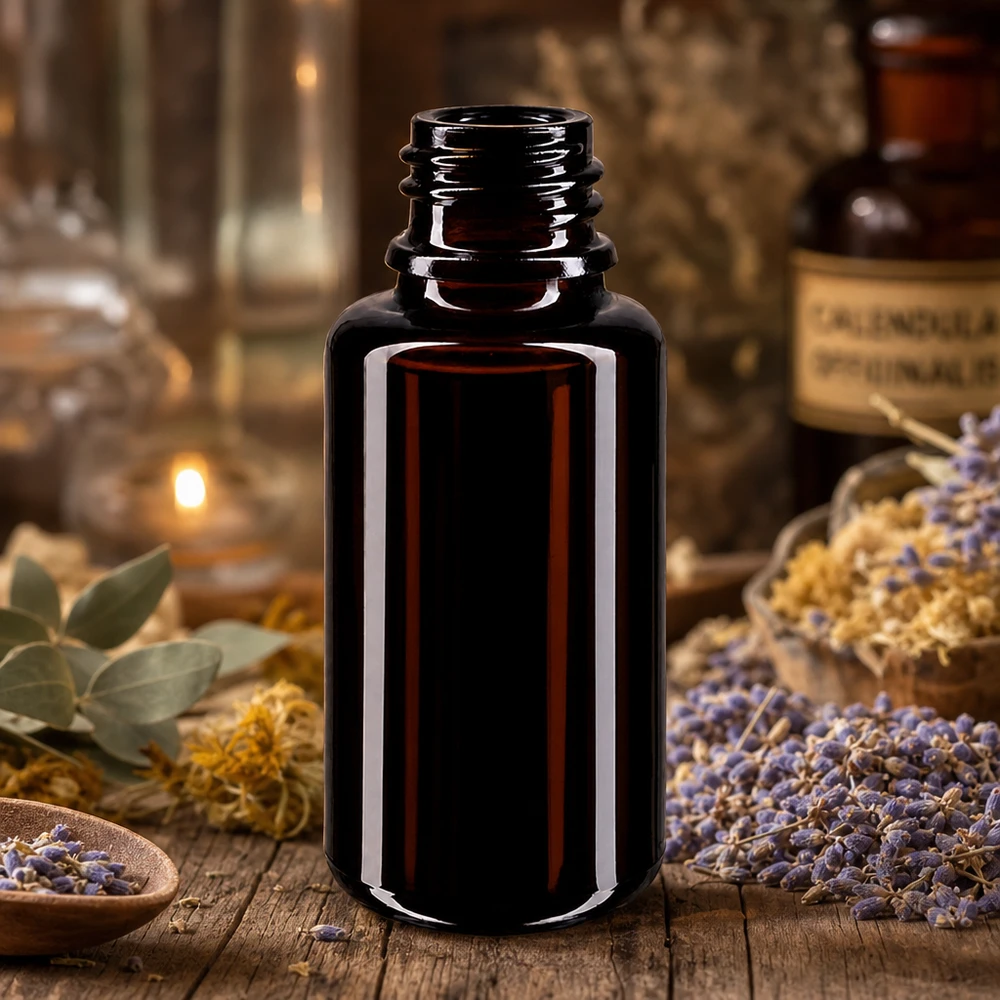 Violet glasflaske 20ml DIN 18 (Mironglas) Praktisk 20 ml dråbeflaske lavet af lysbeskyttende violet glas Miron til rejser