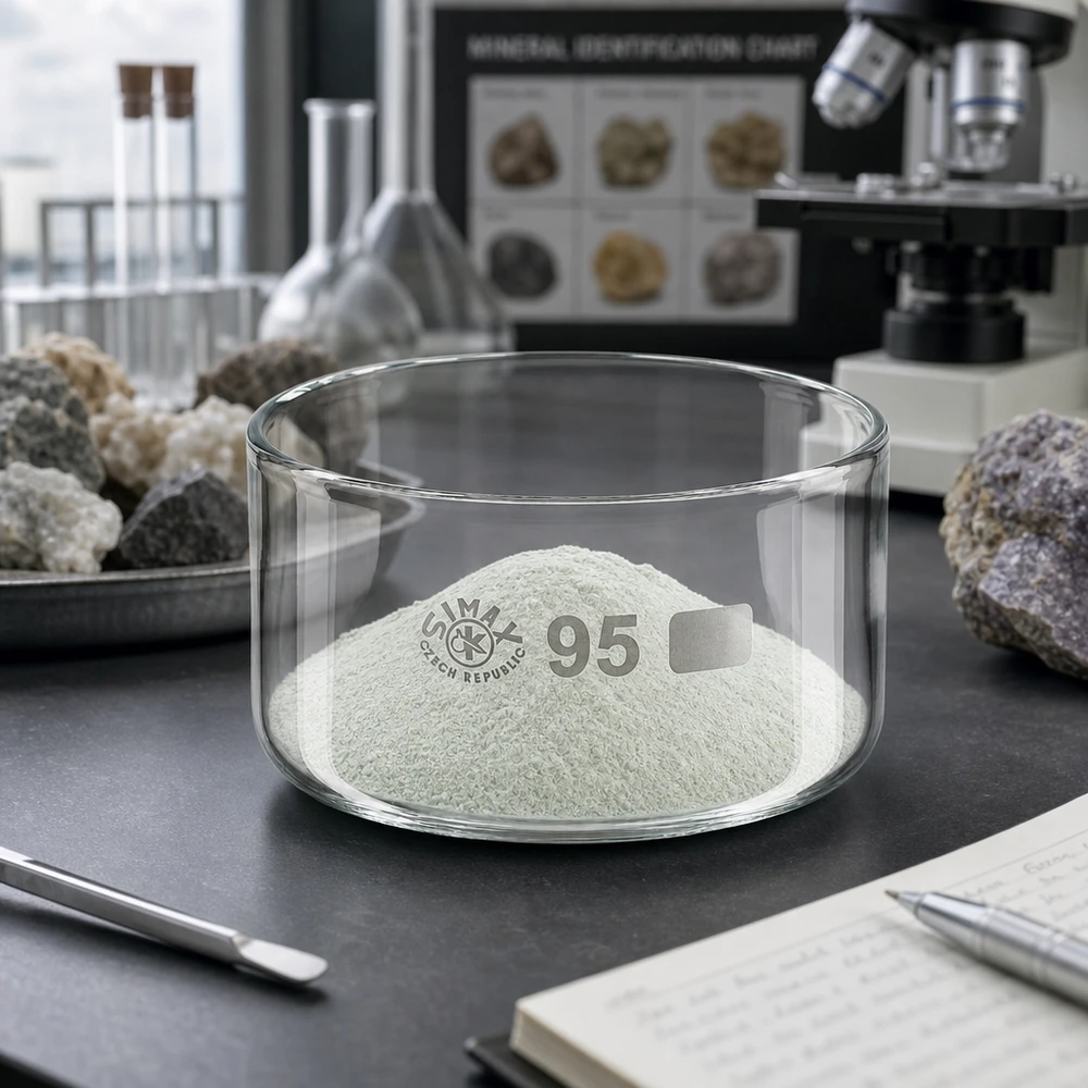 Krystalliseringsskål 300 ml uden tud Borosilikat Hvidt mineralpulver i en 300 ml Simax-krystalliseringsskål med en diameter på 95 mm til geologisk laboratorium