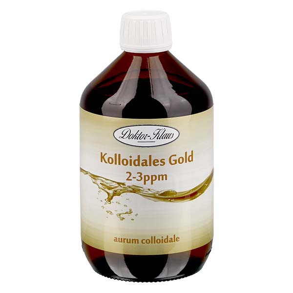 500 ml kolloidt guld Doktor-Klaus, 2-3ppm, til genopfyldning, i brun PET-flaske