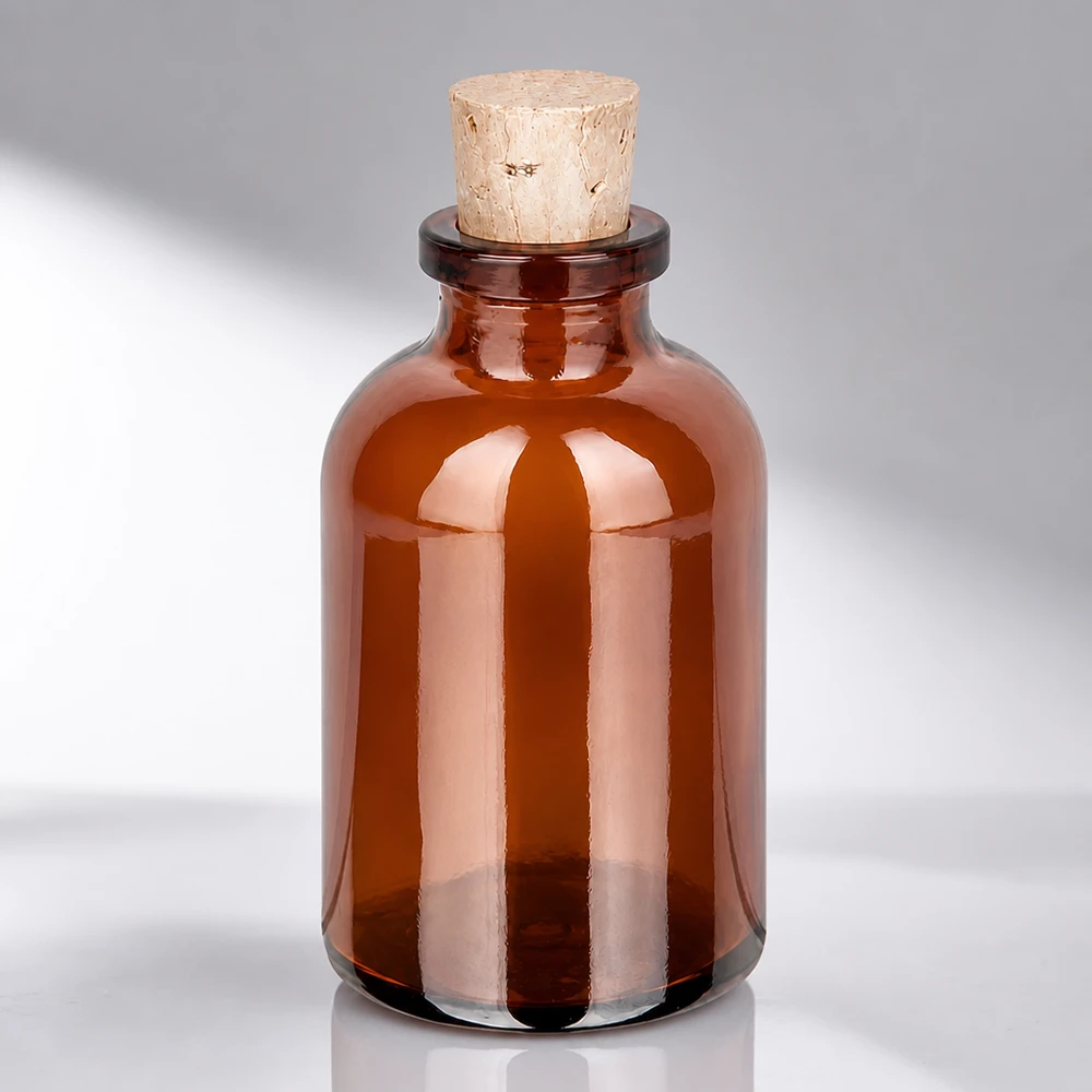 Flaske ravfarvet glas 30ml med kork 11/14mm Vintage Flakon 30ml Braunglas mit handelsüblichem Korken für Naturkosmetik