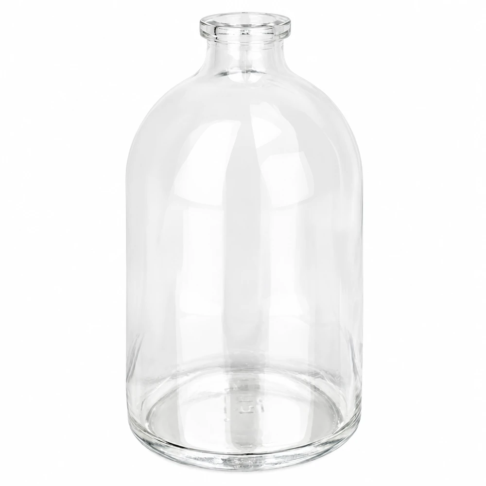 Injektionsflaske i klart glas 100 ml Pharmazeutische Injektionsflasche 100ml aus klarem Glas in Apothekerflaschform