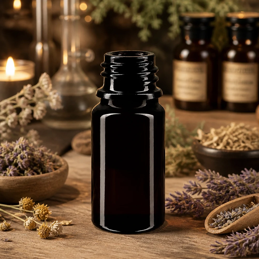 Violet glasflaske 5ml DIN 18 (Mironglas) Praktisk 5 ml Orion-dråbeflaske lavet af UV-beskyttende violet Miron-glas til aromaterapi